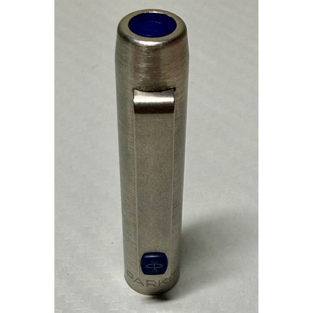 Parker Vector Pen Cap Good Brushed Stainless Steel Blue Logo England